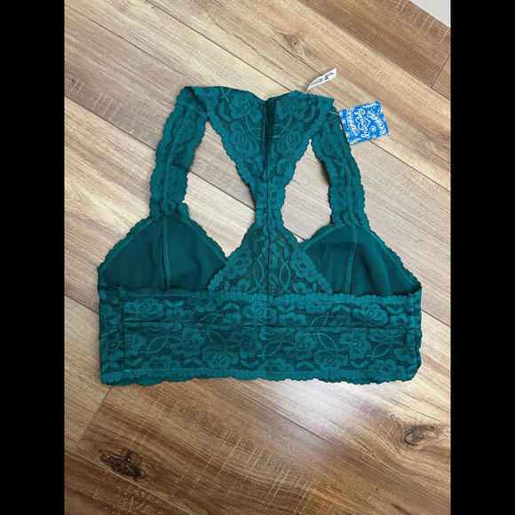 Free People Green Galloon Lace Racerback Bralette OB590924 Women's Large L - Picture 6 of 7